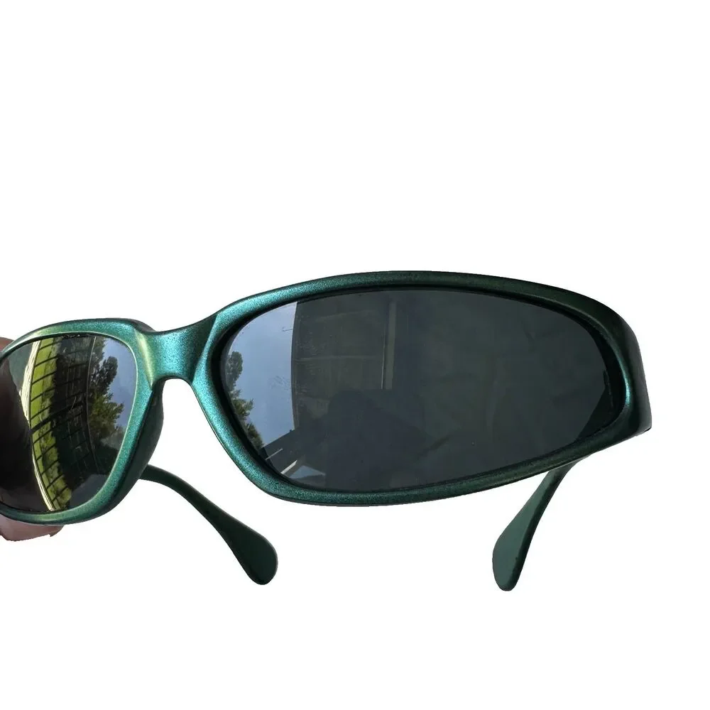 VTG  Vintage Stussy Seville Sunglasses Metallic Green Wrap Around Sport 90s Y2K